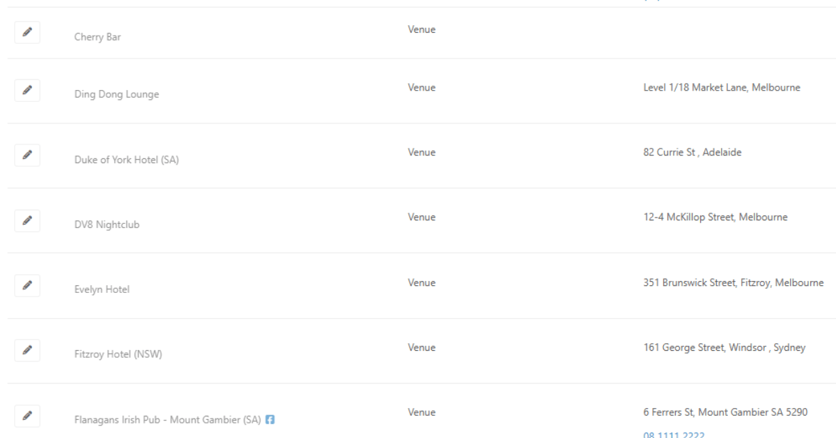 Band contacts — manage venues, promoters, collaborators