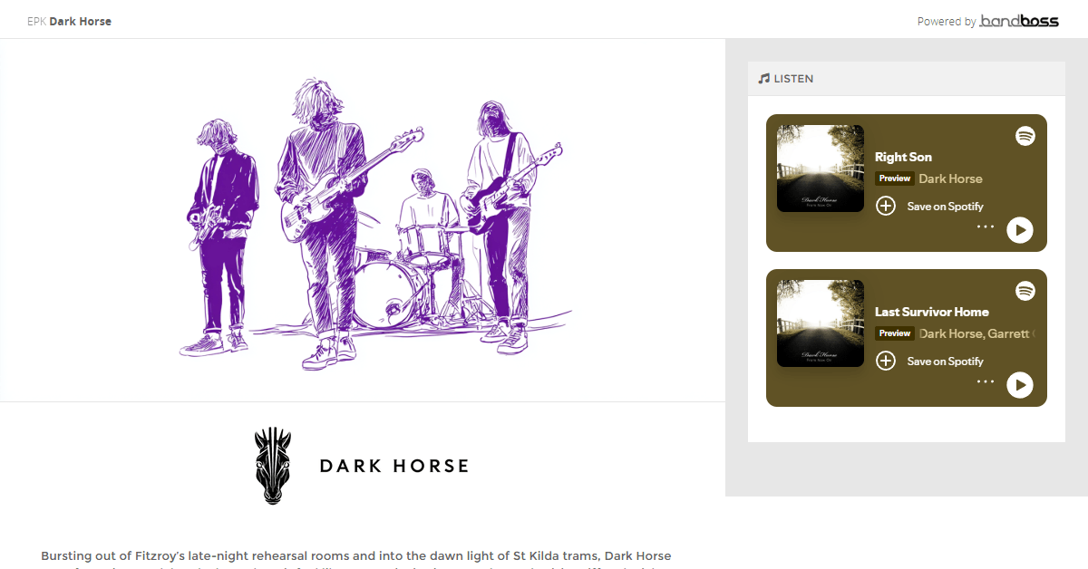 EPK creator — clean press kit preview
